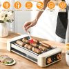 3-in-1 Electric Sausage Griller, Hot Dog Roller with BBQ Grill & Flat Griddle, 3 Temperature Levels Smokeless Indoor Outdoor Grill for Sausages, Bacon