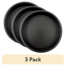 (3 pack) Nonstick Steel 9" x 9" Round Cake Pan, Dark Gray