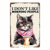 CIFbuy Vintage Black Cat Drinking Coffee Metal Sign 8x12 Inch, Antique Tin Plaque With Glasses For Home Kitchen Cafe Bar Garage Decor TikTok, TikTok