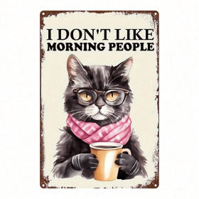 CIFbuy Vintage Black Cat Drinking Coffee Metal Sign 8x12 Inch, Antique Tin Plaque With Glasses For Home Kitchen Cafe Bar Garage Decor TikTok, TikTok