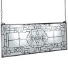 Stained Glass Window Panel, 35.2" x 13" Tiffany Style Hanging Transom Window Panel with Chain, Large Horizontal Rectangle Stain Glass