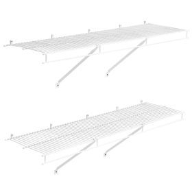 Wire Shelf Kit, 4 ft, Set of 2, Wall Mounted Wire Shelves, Heavy-Duty Carbon Steel Hanging Shelf, Floating Wall Storage Shelves with Dip Coating