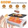 3-in-1 Electric Sausage Griller, Hot Dog Roller with BBQ Grill & Flat Griddle, 3 Temperature Levels Smokeless Indoor Outdoor Grill for Sausages, Bacon