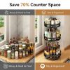 3-Tier Rotating Spice Rack Organizer – Carbon Steel 360° Metal Turntable, Multifunctional Kitchen Seasoning & Condiment Storage Rack