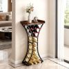 15 Bottle Wine Rack, Freestanding Floor Wine Holder Stand Liquor Cabinet with Wood Tabletop, Easy Assembly Floor Storage Rack