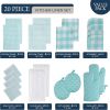 Kitchen Towels and Dishcloths Sets - 20Pc Kitchen Towel Set, 350 Degree Heat Resistant Oven Mitts & Pot Holder