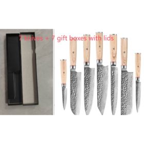 Damascus Steel Hand Kitchen Knife (Option: 7knives and7giftboxeswithlids)