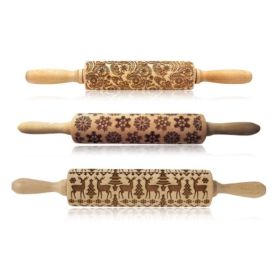 Rolling Pin Christmas Embossing (Option: Deer+Snow+B 35cm)
