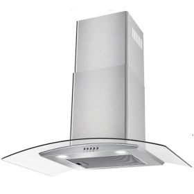 30" Wall Mount Range Hood 450CFM Tempered Glass Vented 3-Speed Fan W/LEDs (Option: Silver)