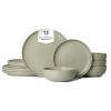 12-Piece Stoneware Dinner Plates Bowls Sets | Microwave & Dishwasher Safe | Non-Toxic Dinner Plates Bowls Set | Stackable Matte Glaze Kitchenware for