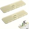2Pcs Kitchen Sink Splash Guard - Silicone Faucet Handle Drip Catcher Tray Behind Faucet