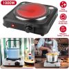 1000W Electric Infrared Single Burner Portable Heating Hot Plate Stove Countertop RV Hotplate with 7.5' Glass Cooktop Stepless Temperature Adjustments