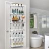 Over The Door Pantry Organizer 6-Tier Pantry Door Organizer Carbon Steel 110LBS Loading Easy Install Behind Door Storage For Closet Kitchen Bathroom 5