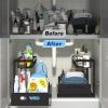 1/2pcs kitchen rack for sink organization and storage, under sink organization, sliding pull-out cabinet organization rack, metal sliding drawer