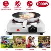 1000W Electric Infrared Single Burner Portable Heating Hot Plate Stove Countertop RV Hotplate with 7.5' Glass Cooktop Stepless Temperature Adjustments